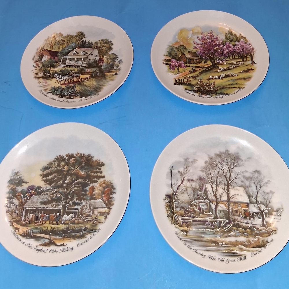 Seasonal Countryside Decorative Dinner Plate Set - White